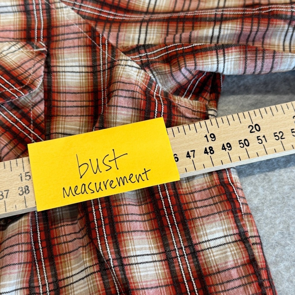 Pendleton Vented Long Sleeve Button Up Shirt Womens Large Red Tan Plaid Cotton - Picture 15 of 15